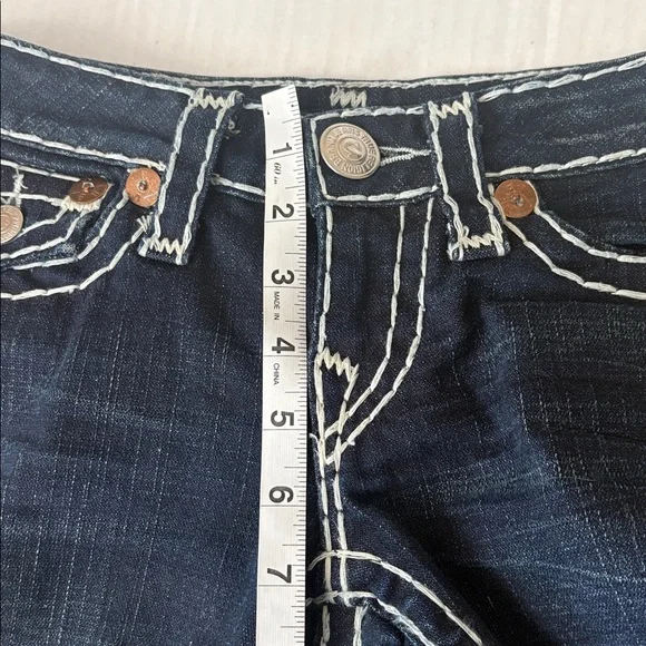 True Religion Joey Super T dark denim flare Jeans with Contrast Stitching, 24 - Picture 9 of 10